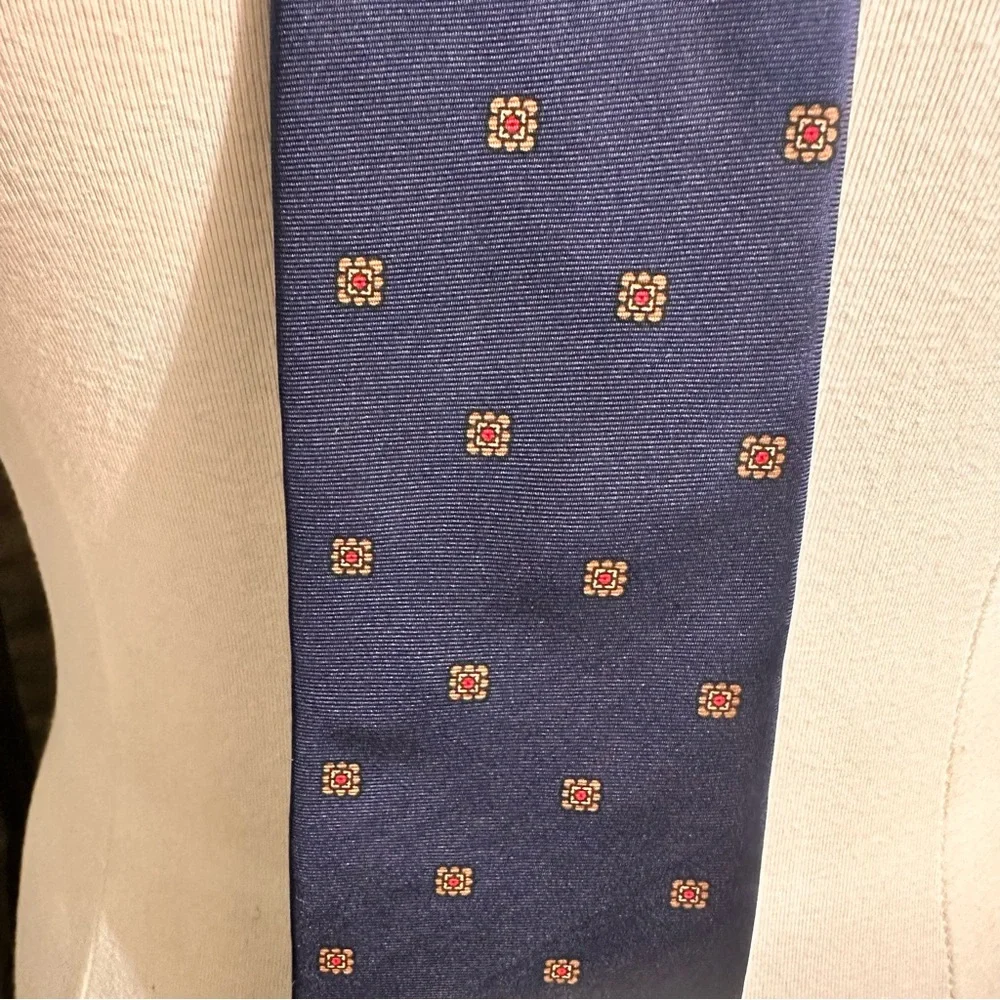 Lazarus Vintage Men's Tie Silk Blue Geometric Necktie Classic Office USA Made